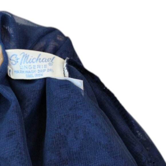Vintage St. Michael Lingerie 36 Slip Dark Blue Lace Lace Size 14 sp76 - Picture 8 of 10